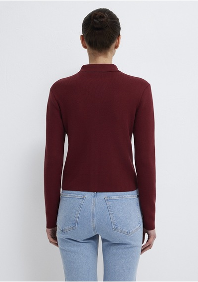 Mavi - Polo Yaka Bordo Hırka 1710586-70431 Bordo