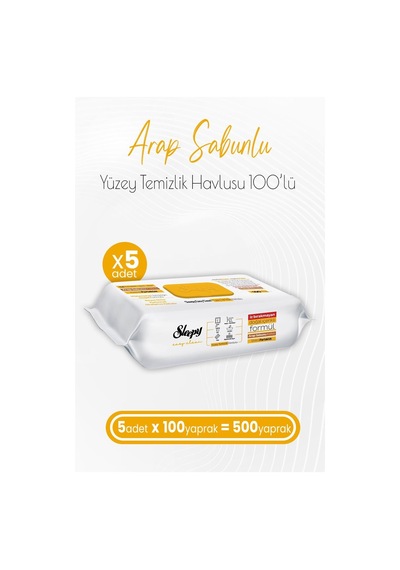 Sleepy Easy Clean Arap Sabunu Katkılı Yüzey Temizlik Havlusu 5 X 100'Lü 500 Yaprak