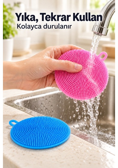 Tırtıklı Yüzeyli Bulaşık Yıkama Pedi 2'li Askı Halkalı