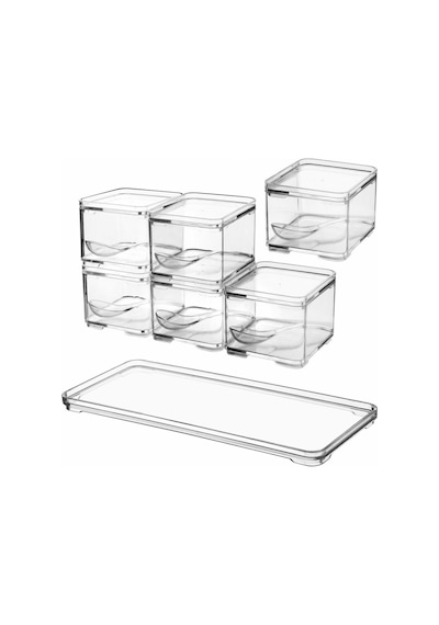 Nandy Home Standlı Kaşık Clear Baharatlık Seti 6'lı + Görselli Etiket Şeffaf