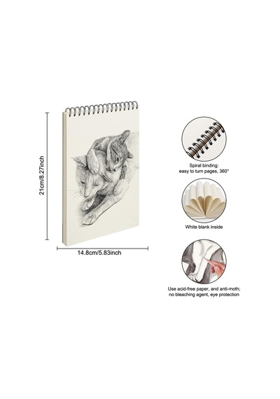 Eskiz Defteri A5 Boyutunda 160 Gr Üstten Telli Karakalem Sketch Book 25 Yaprak - 1 Adet Beyaz