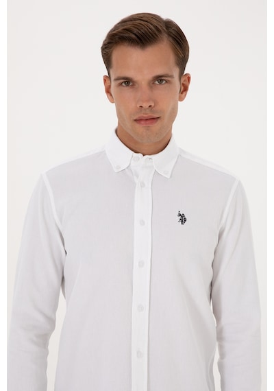 U.s. Polo Assn. Erkek Beyaz Gömlek Desenli 50308611-vr013 Beyaz