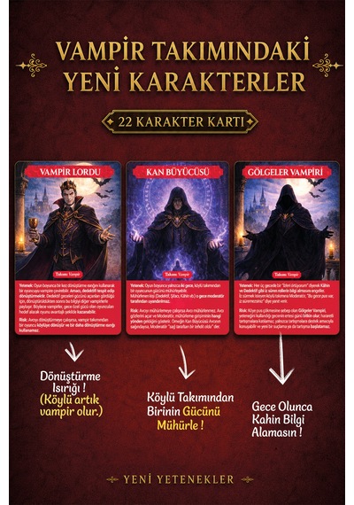 Vampir Köylü Avcı Kutu Oyunu Kart Oyunları Aile Ve Arkadaş Hediye Oyun Parti Oyunu Rol Yapma Eğlence