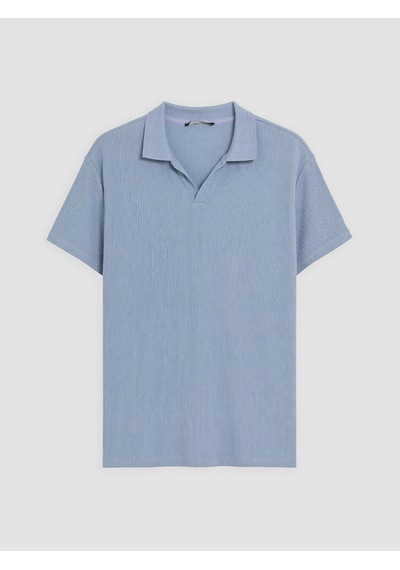 LC Waikiki Lc Waıkıkı Mavi Standart Fit Polo Yaka Fitilli Erkek Tişört