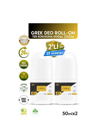 Doğal Içerikli Grek Deo Erkek Roll On Özel Kokusu İle 50 Ml 2'li Set