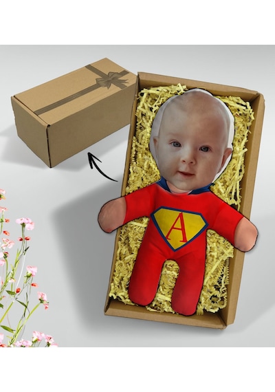 Bk Gift Hediye Kutusunda Kişiye Özel Fotoğraflı Süper Kahraman Bebek Yastık-13, Arkadaşa Hediye, Sevgiliye Hediye, Doğum Günü Hediyesi Kobitmeyencom33