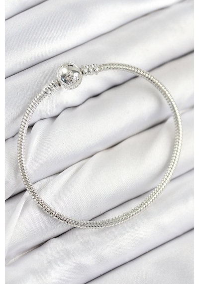 Pirinç Charm Topcuk Model Gümüş Renk Kadın Bileklik