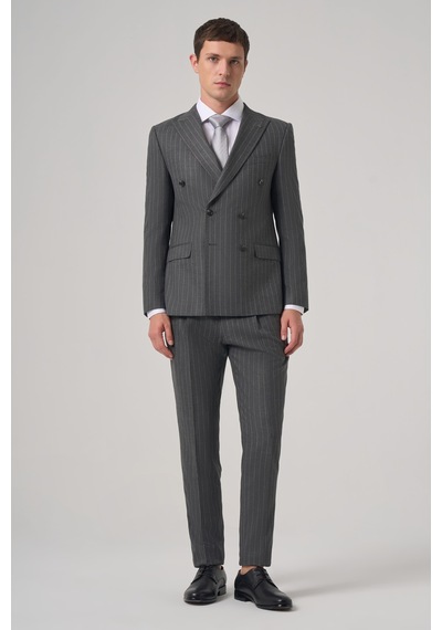 Morven Erkek Füme Poliviskon Trend Çizgili Slim Fit Kruvaze Takım Elbise 26mc001040050 Füme Morven Erkek Füme Poliviskon Trend Çizgili Slim Fit Kruvaze Takım Elbise 26mc001040050 Füme