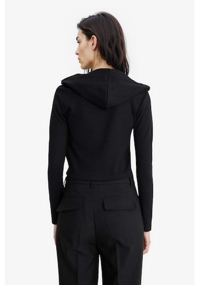 Defacto Slim Fit Dar Kesim Kapüşonlu Modal Fermuarlı Sweatshirt F7651ax25aubk81 Siyah