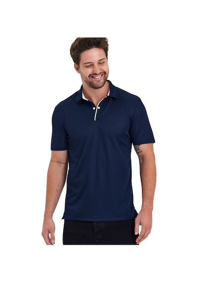 Erkek Kısa Kol Polyester Polo Yaka Fonksiyonel Tişört Dark Navy Lacivert