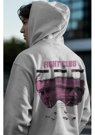 Sevbano Fight Club Film Tyler Durden Sırt Baskılı Unisex Oversize Premium beyaz