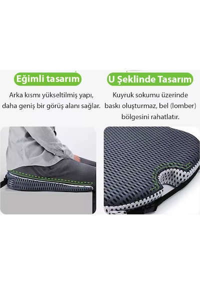 Ally 4 Boyutlu Hafızalı Ortopedik Nefes Alabilir Çıkarılabilir Ergonomik Ev Ve Araç İçin Oturma Minderi