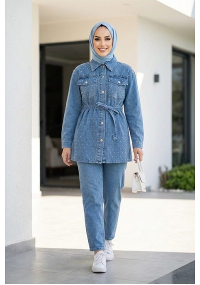 Hb Harma Time Butik Kadın Taş İşlemeli Açık Kot Mavi Tunik Pantolon İkili Takım Açık Mavi Hb Harma Time Butik Kadın Taş İşlemeli Açık Kot Mavi Tunik Pantolon İkili Takım Açık Mavi