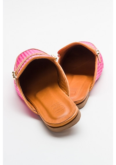 Luvishoes 165 Hakiki Deri Pembe Hasır Kadın Terlik Pembe
