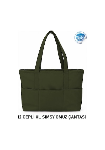 Tuttobene Sımsy Büyük Boy Çok Cepli Omuz Çantası - Premium İşçilik Ve Tasarım - Elde, Omuzda İş, Okul Alışveriş Çantası Tb008 Haki