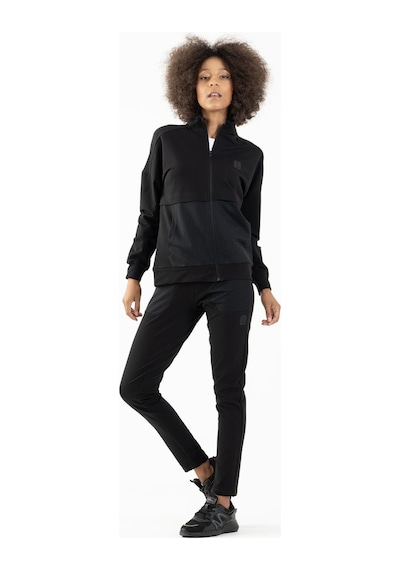 Maraton Sportswear Comfort Kadın Dik Yaka Düşük Kol Basic Siyah-siyah Tracktop 22178-siyah-siyah Siyah - Siyah