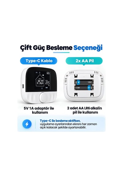 Wifi Akıllı Oda Termostatı, Tuya Ve Smart Life Uyumlu, Kablosuz T9w