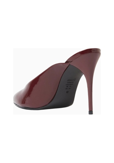 Schutz 100mm Stiletto Topuklu Patent Deri Almond-toe Mules, Günlük Ve Gece Şıklığı Bordo