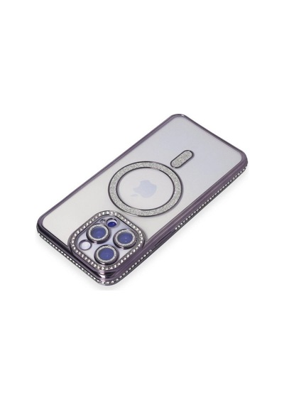 Apple İphone Uyumlu 15 Pro Max Kılıf Joke Simli Magneticsafe Kılıf - Derin Mor Çok Renkli