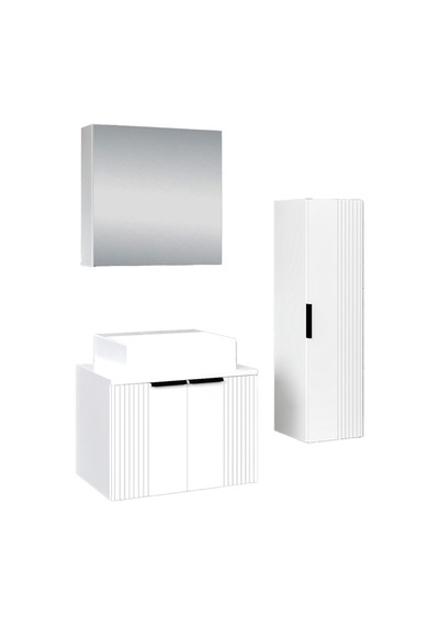 %100 Mdf 65 Cm Chester Banyo Dolabı + 30 Cm Boy Dolabı Beyaz %100 Mdf 65 Cm Chester Banyo Dolabı + 30 Cm Boy Dolabı Beyaz