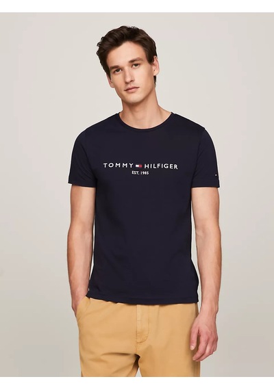 Tommy Hilfiger Erkek Core Tommy Logolu T-shirt - Mavi Mavi