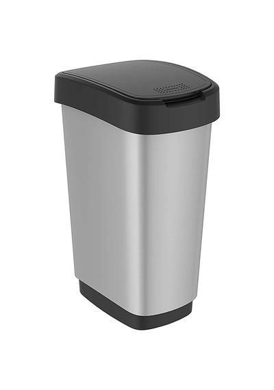 Rotho Swing Çöp Kutusu 50L Metalik Gri