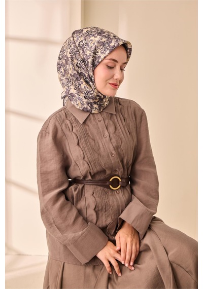 Silk Home Twill İpek Eşarp 11477-34 Füme, Siyah, Gümüş, Çelik Mavi, Küf Yeşili