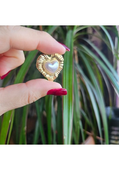 Slowshe-inci Detaylı Kalpli Vintage Küpe Gold