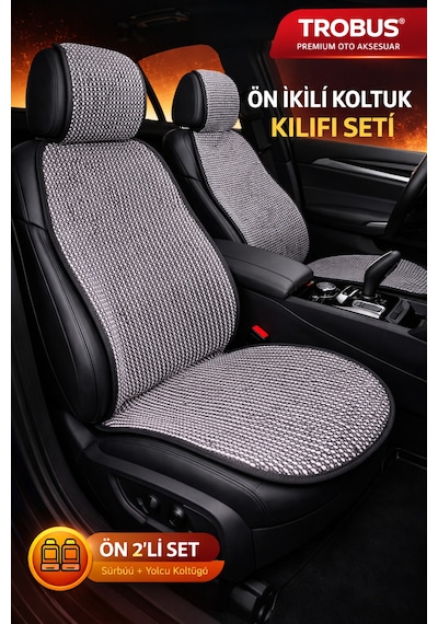 Renault Clio 2019 Ve Sonrası Clio 5 Uyumlu Örme Ön 2 Parça Minder Gri