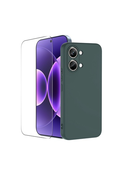 Teleplus Xiaomi Poco X8 Pro Max Kılıf Mara Lansman Silikon + Nano Esnek Ekran Koruyucu Yeşil
