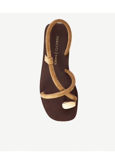 Yargıcı İnce Bantlı Tek Parmak Süet Sandalet 26ykay4002x 057 Taba