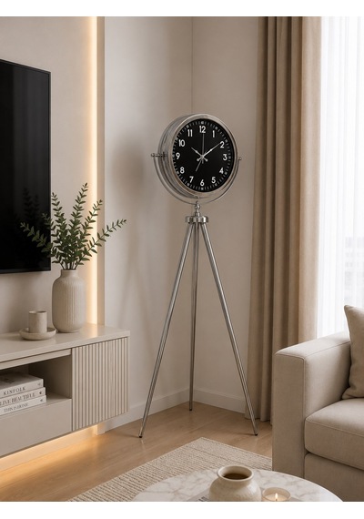 Büro Ev Ofis Dekoru İçin 150x45cm Krom Metal Royal Tripod Ayaklı Saat Diğer