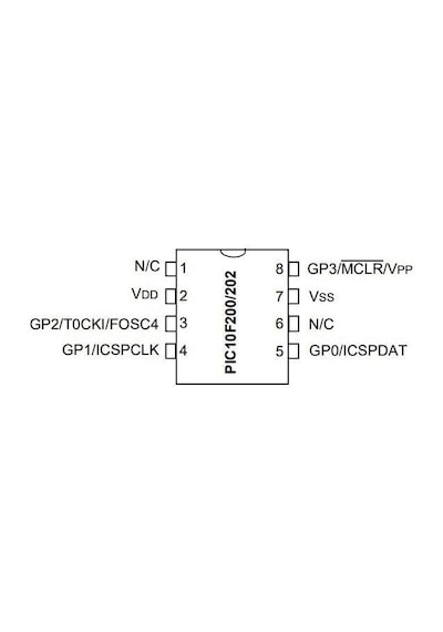 Motorobit Pic10F200-I/P Dip-8 4Mhz Mikrodenetleyici