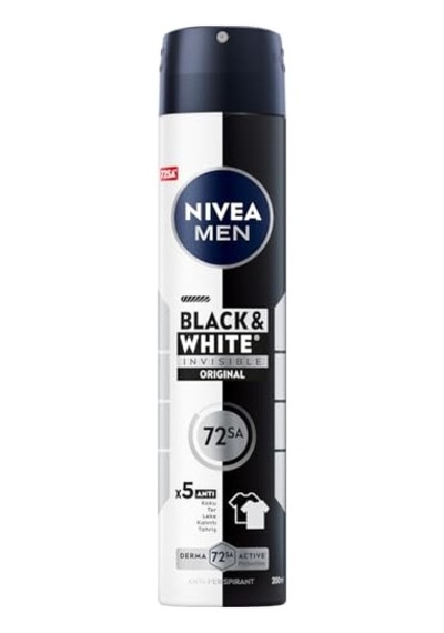 Erkek Sprey Deodorant Black White Invisible Original 200ml 72 Saat Anti-perspirant X3 Adet Avantajlı Set