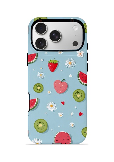 Apple iPhone Uyumlu 17 Pro Max Vorian Çift Katmanlı Magsafe Kılıf Fruit Confetti Sky