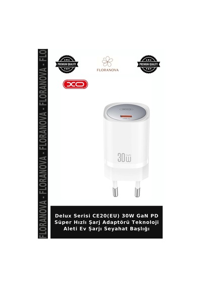 Delux Serisi Ce20 Eu 30w Gan Pd Süper Hızlı Şarj Adaptörü Teknoloji Aleti Ev Şarjı Seyahat Başlığı