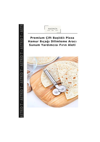 Premium Çift Başlıklı Pizza Hamur Bıçağı Dilimleme Aracı Sunum Yardımcısı Fırın Aleti Belirtilmemiş