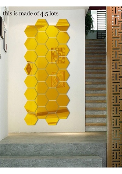 Altıköşe Altıgen Geometrik Hexagon 3Mm Cam 18X16 Duvar Boy Aynası