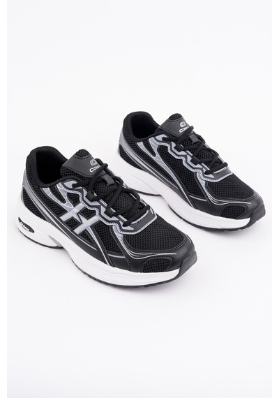 Muggo Hynex Kadın Kalın Taban Bağcıklı Günlük Sneaker Spor Ayakkabı Siyah