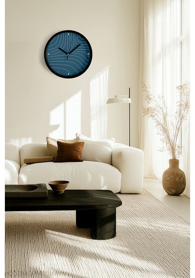 Modern Duvar Saati - 25cm - Önü Camlı Siyah Kasa - Sessiz Mekanizma-jh0806 Siyah