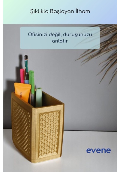 Kalemlik Masa Kalemliği Organizer Kalemlik Altın Renk Model 92 Çok Renkli