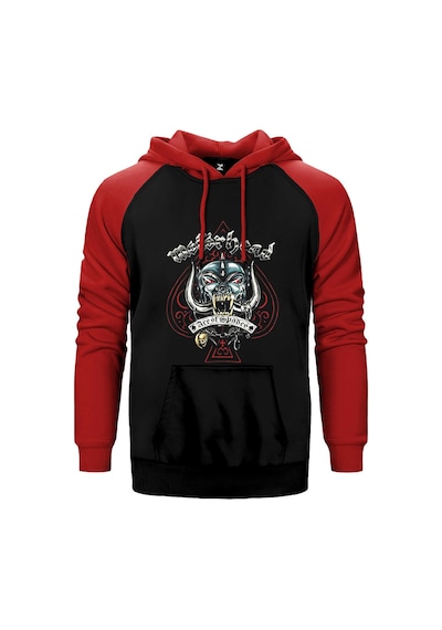 Motörhead Ace Of Spades Kırmızı Renk Reglan Kol Kapşonlu Sweatshirt Kırmızı