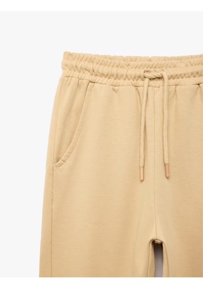 Koton Pamuklu Beli Lastikli Şardonlu Jogger Basic Eşofman Altı Bej 7wkb40010tk Ekru