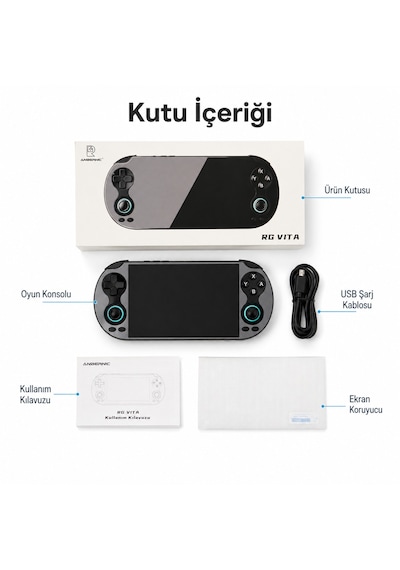 Rg Vıta El Oyun Konsolu 5.46 İnç Ips Dokunmatik Ekran Android 12, Taşınabilir Retro Atari Oyun Cihazı