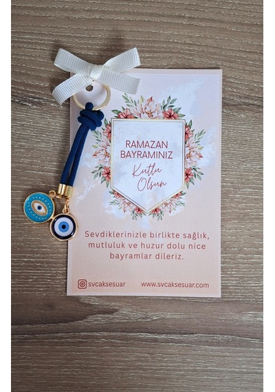 Bayram Hedyesi Tebrik Kartlı Turkuaz Anahtarlık
