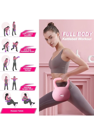 Valkyrie 8kg Soft Kettlebell Yumuşak Tabanlı Metal Kumlu Ses Yapmaz Darbeye Dayanıklı Çift El Ağırlık
