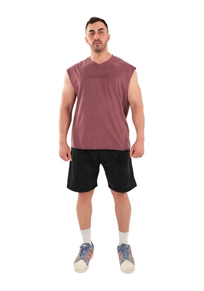 Kingsize Nutrition Kingsize Darksteel Antik Yıkamalı Kolsuz T-shirt Bordo