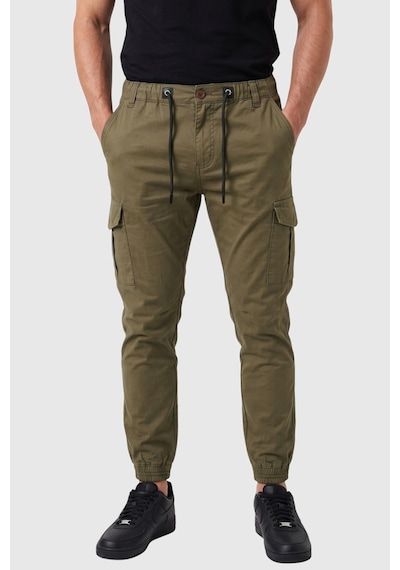 Deepsea Erkek Slim Fit Likralı Haki Kargo Cepli Jogger Pantolon İpli Bel Lastikli Paça 2600589