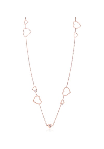 Kuyumcudukkani Zincirli Taşlı "kalplerimiz"kolye-37229-r-w-37229-r-w Rose Gold