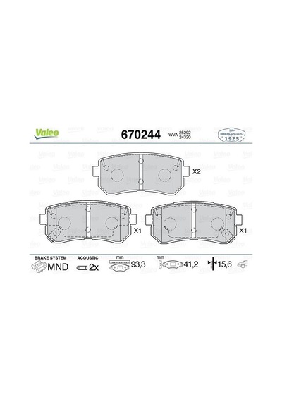 Valeo 670244 Arka Balata Hyundaı İx35 1.6-2.0-2.0 4wd 10 Kıa Cerato Iı 2.0-1.6 Cvvt-2.0 Gdı 10 58302d7a00 -